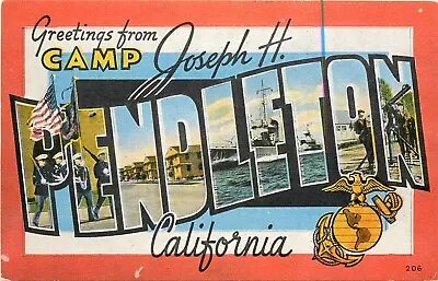 1940s Camp Joseph H Pendleton Large Letter Greetings California Postcard • $9.99