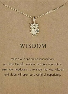 New Woman's Sentimental Wisdom Make A Wish Owl Pendant Necklace With Card  • $7.50