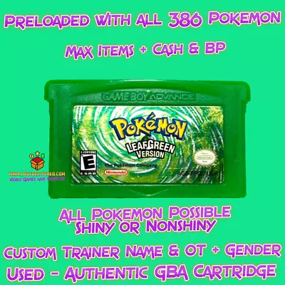 Pokémon Leaf Green GBA Authentic | All 386 Pokemon Tested & Saves • $240