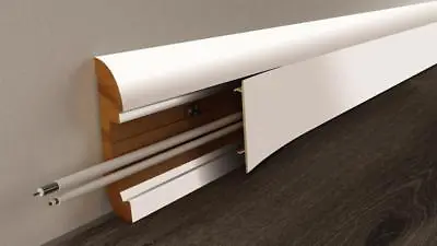 Skirting Board Trunking For Hidden Wiring. MDF 65mm High X 2.4m Long White • £12.30
