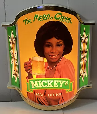 Rare 1983 Mickey’s Malt Liquor The Mean Green Lighted Advertising Sign • $395