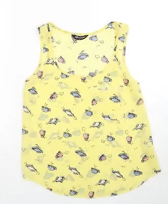 Internacionale Womens Yellow Geometric Polyester Basic Tank Size 6 Round Neck -  • £5.50