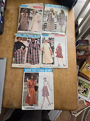 5 Vintage Sewing Patterns Vogue YSL Valentino Dior Connolly Couturier Size 12 • $40