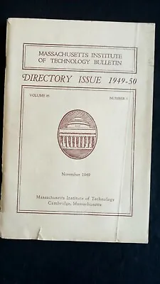 M.I.T. Massachusetts Institute Of Technology Directory Issue 1949-50 Booklet • $25.99