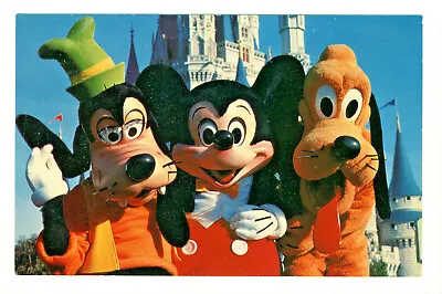 Postcard WALT DISNEY WORLD Goofy Mickey Mouse And Pluto Greet Guests. D2 • $3.99