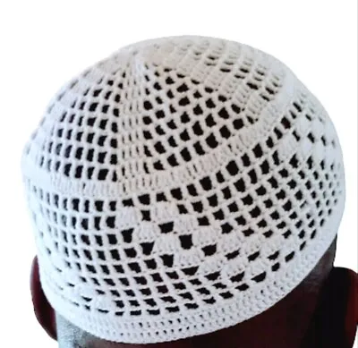 Prayer Hat Muslim Beanie Cap Islamic  Men Kufi  Skull Saudi Round Headwear • $7.95