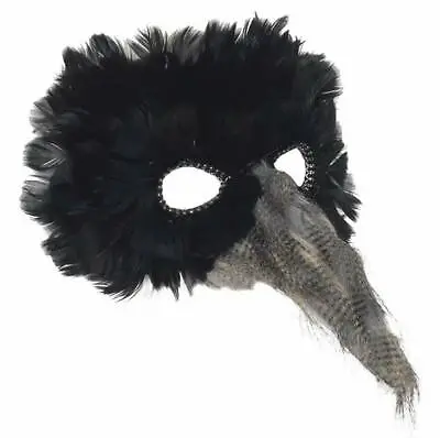 $19.95 • Buy Adult Crow Raven Bird Plague Doctor Feather Venetian Costume Mask Beak Black