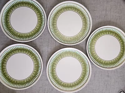 Vintage Lenox Ware 10  Melamine Plates Set Of 5 Green Design 60s 70s 80s • $20