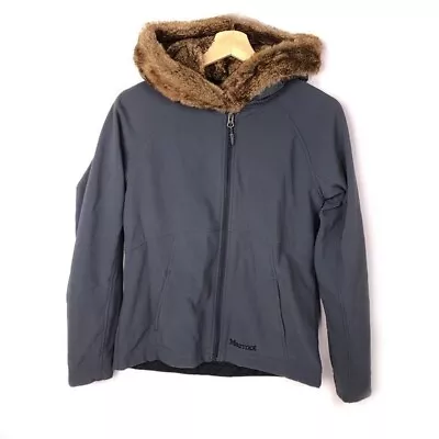 Marmot Furlong Soft-Shell Ski Jacket Womens Size M Faux Fur Hooded Gray • $75