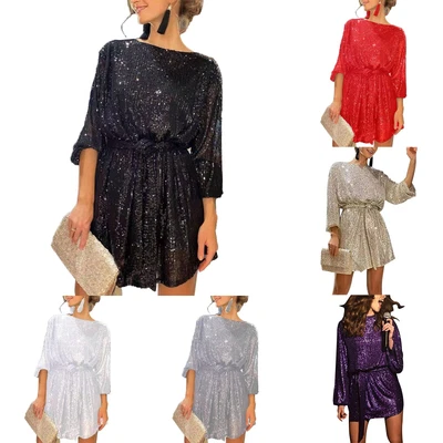 $45.17 • Buy Womens Dresses Leisure Formal Holiday Lace-Up Long Sleeve Pullover Wedding