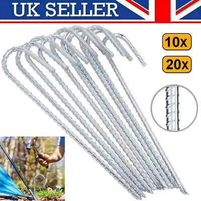 £11 • Buy 10/20X Tent Pegs Heavy Duty Steel Marquee Ground Stakes 300mm*8mm Camping Awning