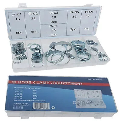 £5.49 • Buy 26 Piece Heavy Duty Hose Clamp Jubilee Assorted Stainless Steel Clip Set Box