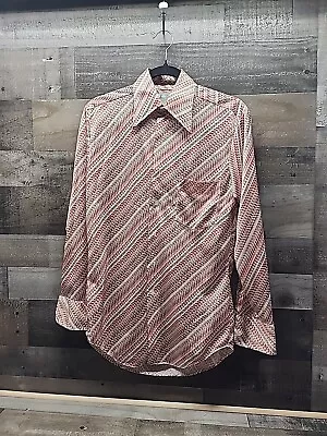 Vintage 70s Loud Disco Long Sleeve Dress Shirt Kmart Men's Medium • $18.15
