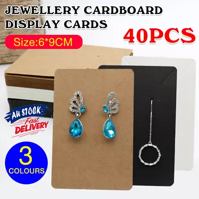40PCS Jewellery Cardboard Display Cards Necklace Stud Earring Paper Holder 6*9CM • $6.85
