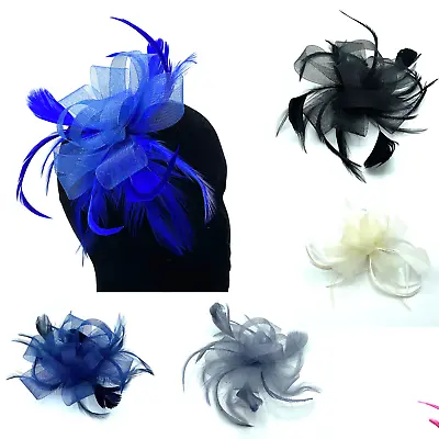 Ladies Feather Comb Fascinator Weddings Races Royal Ascot Hair Piece • £7.49