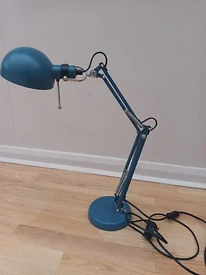 Vtg IKEA Forsa Angle Poise Style  Table / Desk Lamp  Pivoting Head Petrol Blue • £22.50