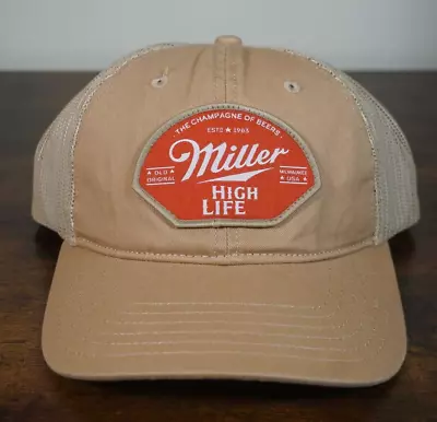 Miller High Life Tan Beige Light Trucker Adjustable Snapback Hat Cap • $24.99