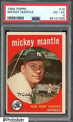 1959 Topps #10 Mickey Mantle New York Yankees HOF PSA 4 VG-EX • $357