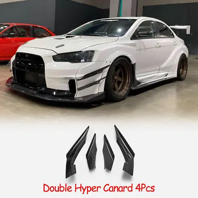 For Mitsubishi EVO 10 X VARS V2 Wide Style Carbon Fiber Double Hyper Canard 4Pcs • $361