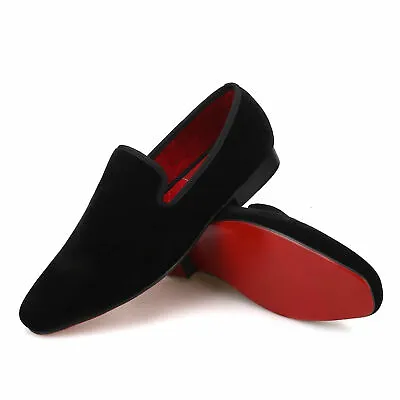 FERUCCI Men Plain Black Velvet Square Toe Slippers Loafers Prom Wedding • $149.99