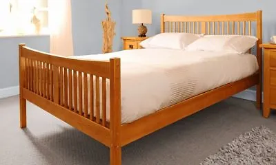 £259.99 • Buy 3ft 4ft6 5ft Solid Wooden Country Bed Frame Choice Of Colours And Mattresses