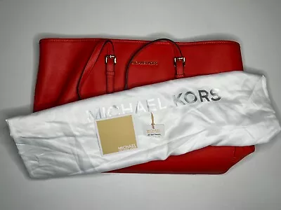 🔥 Nwt Michael Kors Jet Set Travel Top Zip Saffiano Red Leather Tote Brand New • $89