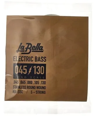 La Bella RX-S5C Rx Stainless Roundwound 45-130 Standard 5 String Bass Set • $29.99
