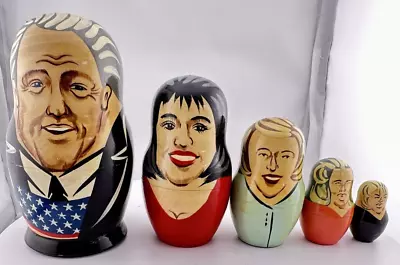 5 Piece Nesting Doll President Bill Clinton Hillary Monica Lewinsky & More 6  T • $39.99