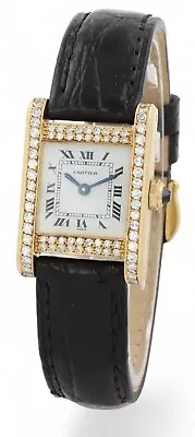 Vintage CARTIER TANK Normale Paris Mecanique  18ct Yellow Gold & Diamond - 78093 • $8089.58