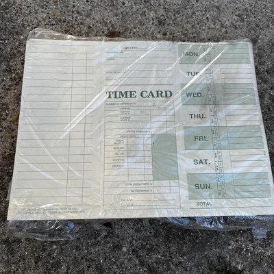 $35 • Buy 250 Count, Tri-Fold Job/Time Cards For Right-Side Printing Time Clock Vintage