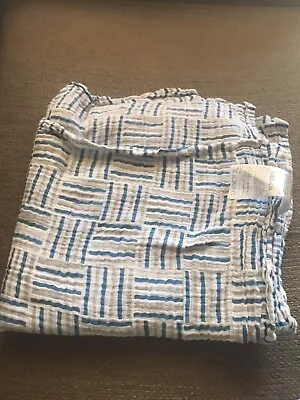 Aden & Anais Blanket Gray Blue White Square Stripe Muslin Swaddling Baby Lovey • $21.99