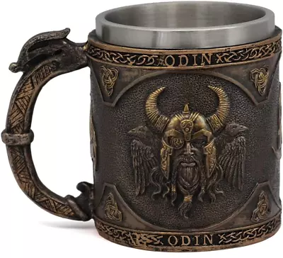 Nordic Viking Odin With Raven Tankard Dragon Scandinavian Mug Nordic Beer Cup Co • $29.08