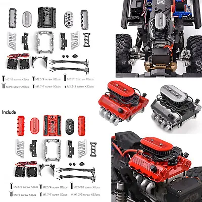 For T4 TRX6 SCX10 G500 D90 1/10 RC Crawler Car V8 Engine Motor Fan Radiator Kit • $54.64