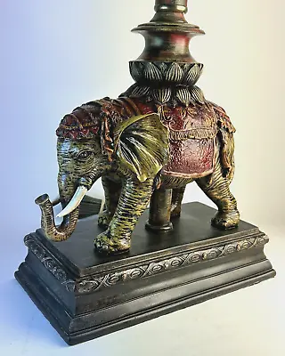 African Elephant Lamp Maitland Smith Style Trunk Up Good Luck Resin Tested • $249.95