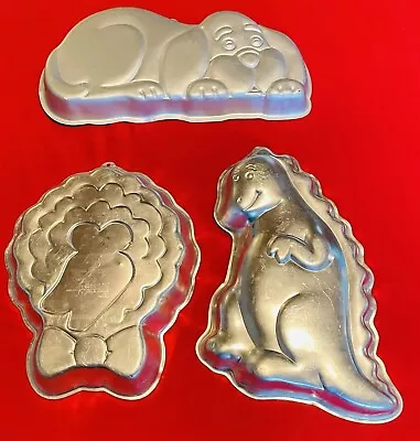 $21.71 • Buy Vtg 1980’s Cake Pan Molds Wilton Aluminum Big Bird, Dinosaur, & Dog Lot Of 3