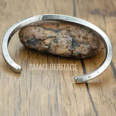 Viking Bracelet Nordic Cuff Bangle Bracelet Stainless Steel Runes Amulet Men • $19.43