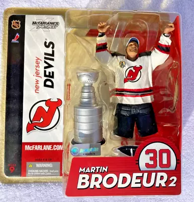 2004 McFARLANE MARTIN BRODEUR 2 ACTION FIGURE NJ DEVILS WITH STANLEY CUP • $24