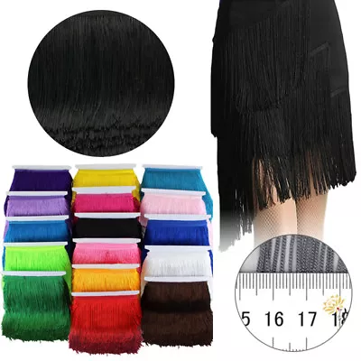 10 Yards 15CM Chainette Long Tassel Fringe Lace Trim Ribbon Sew Latin Dress DIY • £15.70