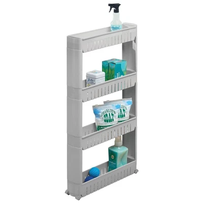 $35.99 • Buy MDesign Portable Rolling Laundry Utility Cart Organizer With 4 Shelves - Gray