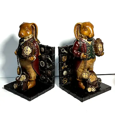 Alice In Wonderland Rabbit Steampunk Style Resin Bunny Bookends READ DETAILS • $159.99