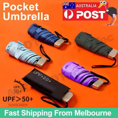 Mini Pocket Umbrella Travel Super Windproof Compact Folding Sun Anti-UV Rain AU • $16.89