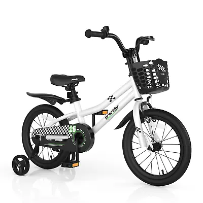 Kid’s 16  Bike W/Removable Training Wheels & Basket For 4-7 Years Old White • $115.99