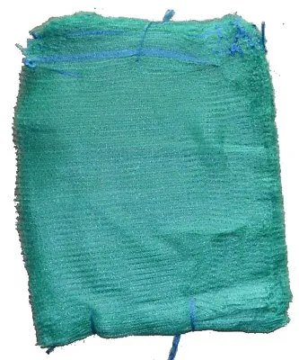 100 Green Net Sacks 35cm X 50cm Holds 5Kg Mesh Woven Bags Kindling Logs Onions • £12.99