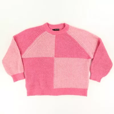 MNG Ming Wang Knit Crewneck Colorblock Sweater Pink Women's XL • $28.49