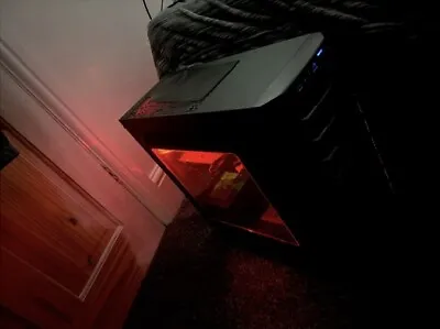 Black Gaming PC With Red LED Lighting Inside • £200