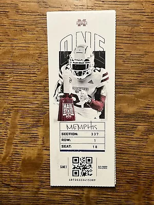 2022 Memphis Vs. Mississippi State Collectible Ticket Stub Coach Mike Leach • $5.99