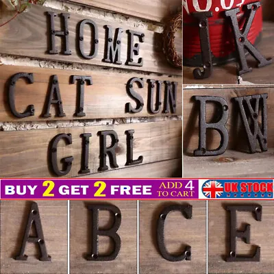 Metal Letters Iron Cast Metal Number House Address For Outdoors Indoors + Screws • £5.49