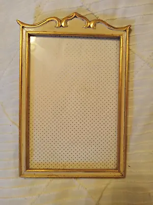 Vintage Florentine Gold Leaf & Ivory Hand Carved Wood Frame W Easel Back 10 1/4  • $28