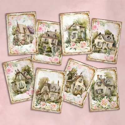 Shabby Chic Cottage Card Toppers Cardmaking Tags ATC Journals Craft New Home • £2.80