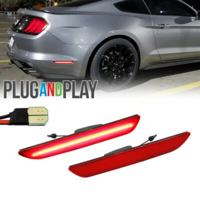 $32.89 • Buy For Ford Mustang 2015-2020 Smoked Clear Red LED Rear Side Marker Reflector Light